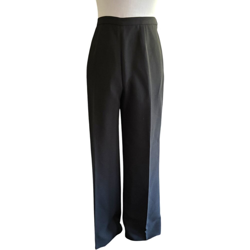 Vintage Women's Petite black career dress pleated wide leg trouser pants‎ sz 10P